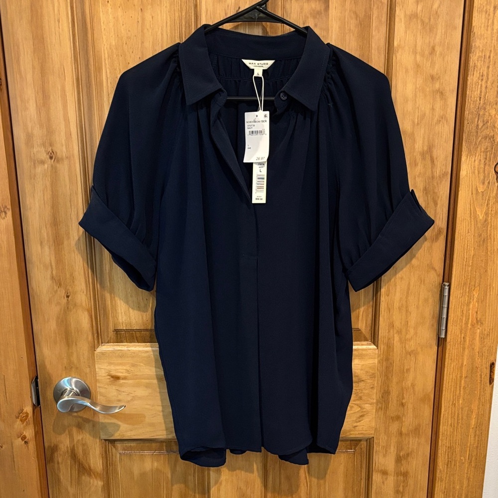 NWT Max Studio Navy Blouse